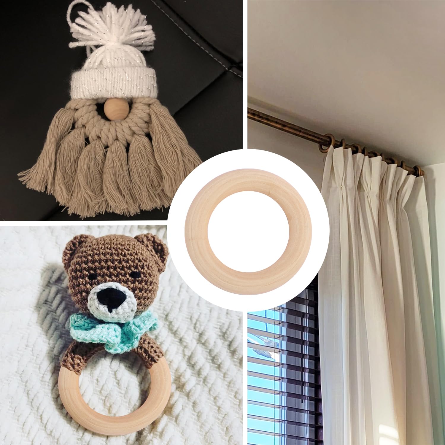 ハンドメイド 半月形 木製リング Amazon.co.jp: GNIEMCKIN 木製リング 500個 0.6/0.95/1.38/1.77/2.2